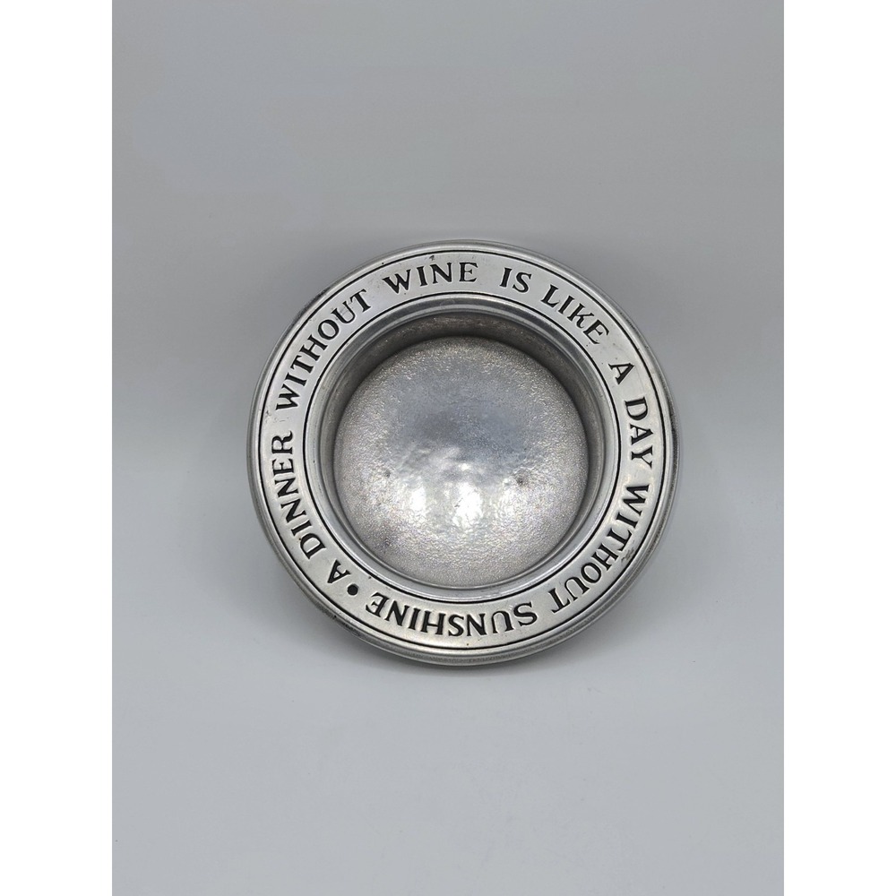 Vintage Pewter Wine Bottle Coaster‎ A Dinner Without Wine Quote
